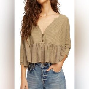 Free People Wo Dallas Crop Henley Top In Native Land Size M